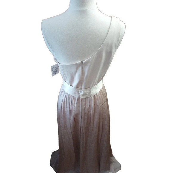 White By Vera Wang Gown One Shoulder Champagne Sz 10 Wedding Formal Dress - Picture 11 of 16
